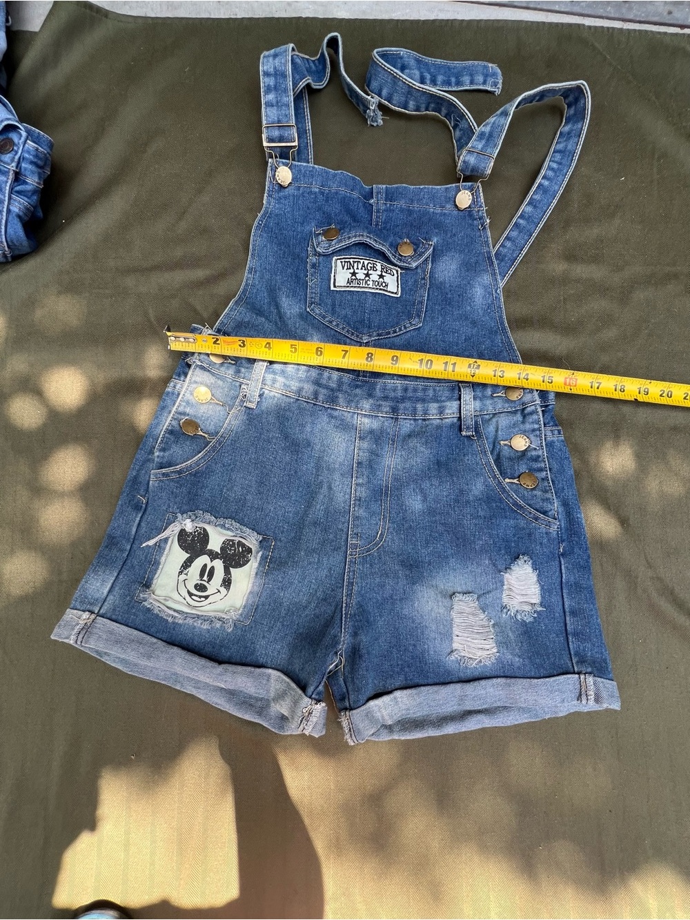 Vintage-Style Blue Denim Shortalls for Women size 11